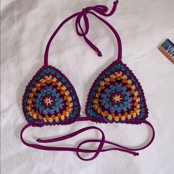 PURPLE CROCHET SWIM TOP SIZE MEDIUM. NWT!! - Picture 3 of 8